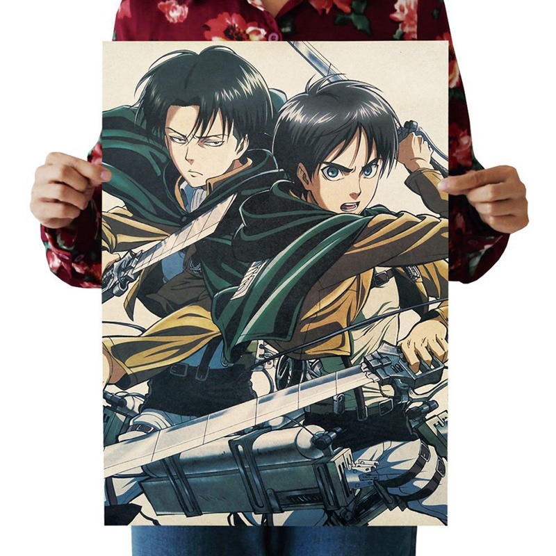 Attack on Titan B Style Poster Japanese Cartoon Comic Kraft Paper Poster Wall Stickers Home Decor 4 - Attack On Titan Store