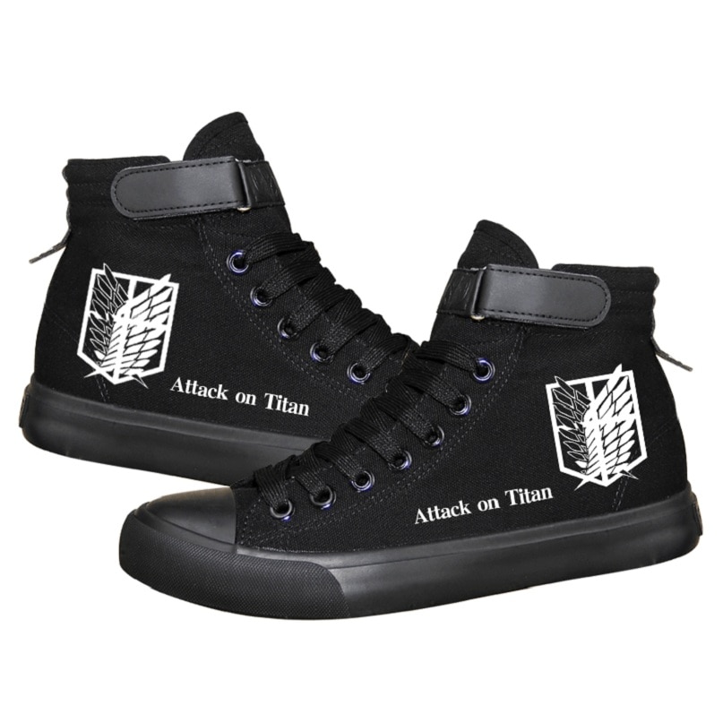 High Q Unisex Anime Cos Attack on Titan Eren Jaeger Lovers Casual Canvas Shoes plimsolls 4 - Attack On Titan Store