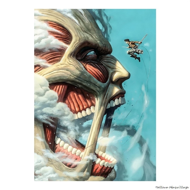 High Quality Home Room Art Print Wall Stickers Vintage Japanese Posters Anime Attack on Titan Retro 6 - Attack On Titan Store