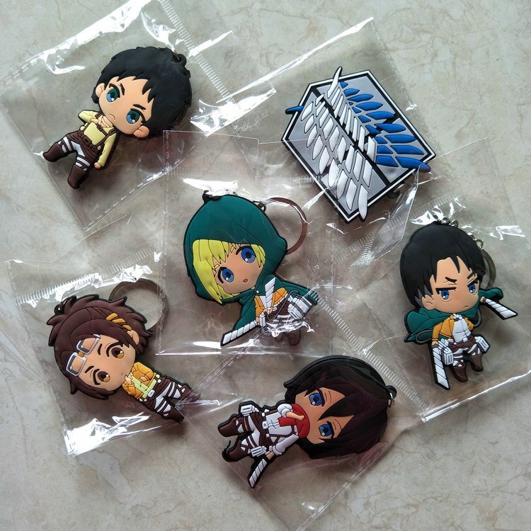 Attack On Titan Keychains - Eren Jaeger Levi Ackerman Armin Mikasa ...