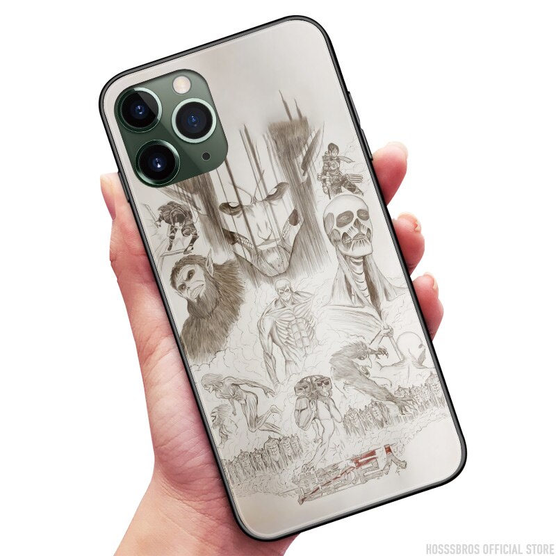 Attack on Titan Final Season Sketch Silicone Glass for iPhone SE 6 6s 7 8 X 6 - Attack On Titan Store